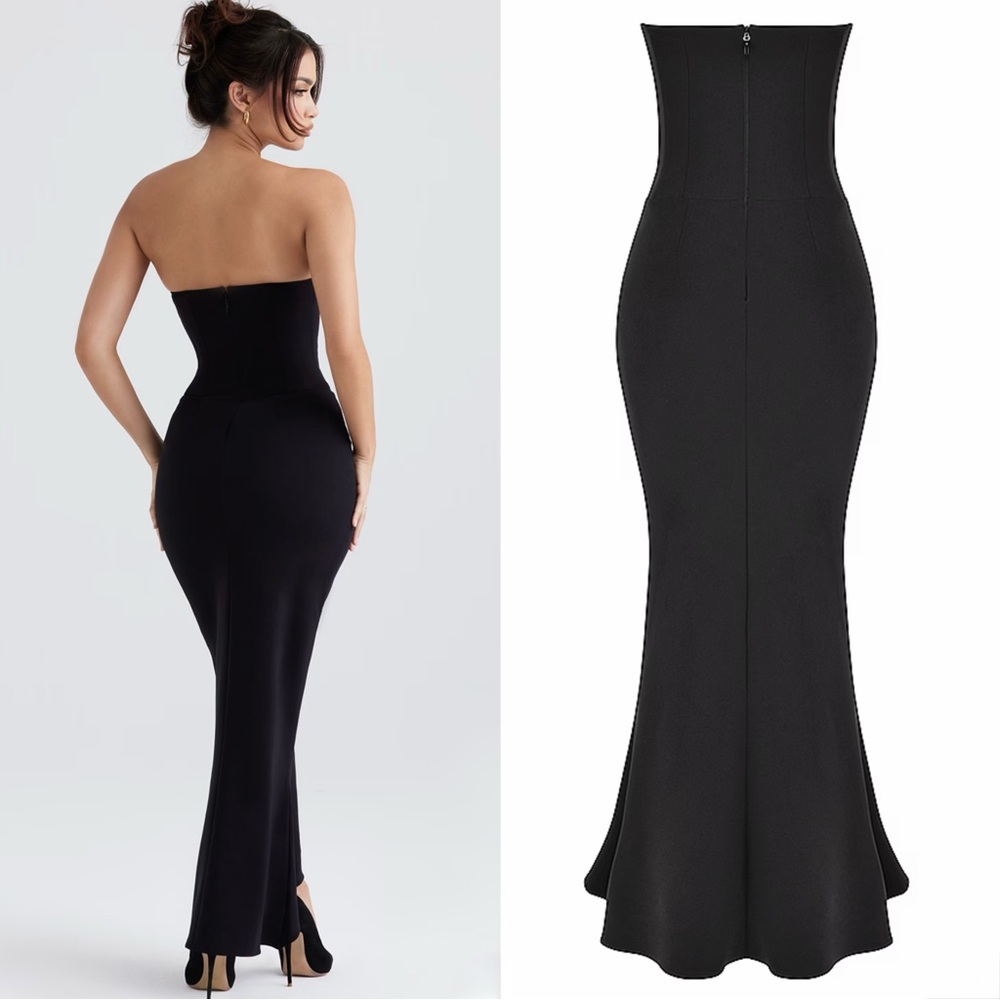 House of CB Sabine Black Crepe strapless corset dress - Picture 7 of 16
